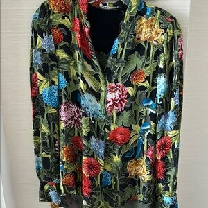 Alice and Olivia Floral Long Sleeve Blouse Small